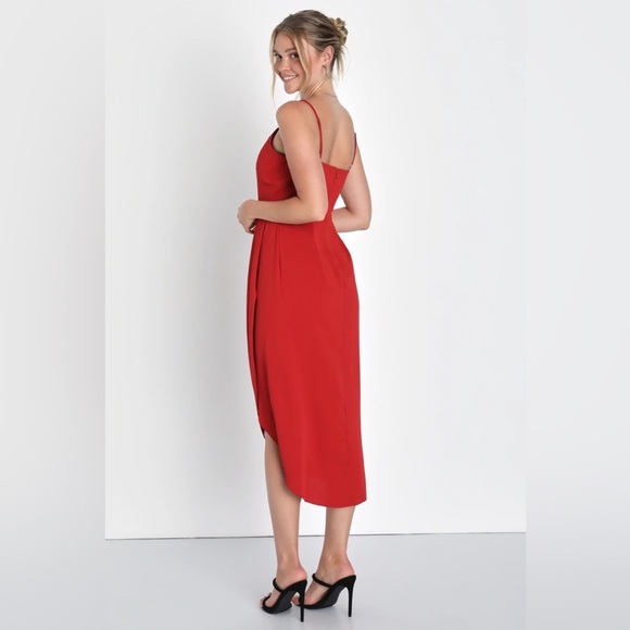 Lulus Reinette Rust Red Midi Dress Size Small - Picture 14 of 14